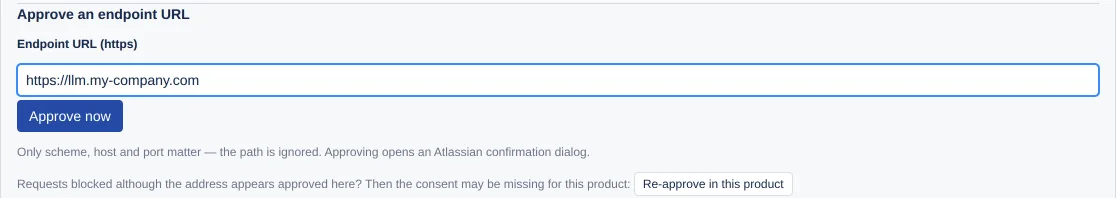 the form Approve an endpoint URL with the field Endpoint URL (https)