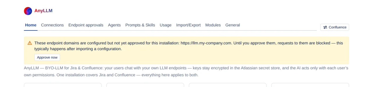 the yellow pending-approval notice with the Approve now button above the tabs